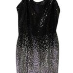 Iris Black Silver Sequin Spaghetti Strap Fully Lined Zip Back Mini Dress Large Photo 8