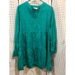 Scoop Tiered Long Sleeve V Neck Dress Teal Green Size Medium Photo 2