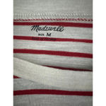 Madewell  Red White Striped Pocket Tee Size Medium 100% Cotton Basic Crew Neck Photo 2