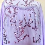 Simplee Apparel Simplee Plus Purple Sequin Polkadot Tulle Mesh Long Sleeve Dress. Photo 3