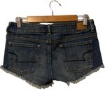 American Eagle  floral rose embroidered raw hem stretch denim jean shorts‎ size 4 Photo 2