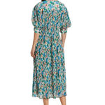 Ganni Floral Tent Dress Blue Green Midi Length Modest Pleated Photo 2