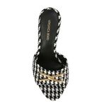 Veronica Beard  Houndstooth black white gold hardware Leather Sandals NEW Photo 2
