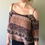 Nabee Cold Shoulder Paisley Print Blouse Chiffon Size Large Photo 0