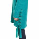 Free People  Blue Heart It Laces Chenille Cotton Blend Sweater sz Med Photo 4