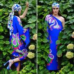 Borgo de Nor Aubrey One Shoulder Crepe Fringe Dress NWT Size 2 US (6 UK) Blue Photo 2