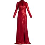 Tadashi Shoji  Metallic Long Sleeve Evening Gown Deep Red Size XXL Photo 4