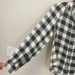 Anthropologie Pilcro Black‎ Plaid Wool Blend Long Sleeve Stitch Button Down Shirt Size XS Photo 4
