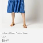 Lilla P Gathered Strap Peplum Midi Dress Cotton Modal Blend Marlin Blue XS NWT Photo 9