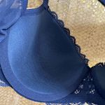 Victoria's Secret  Navy Blue Shimmer Sparkle Dream Angels Lined Demi Bra 34DD Photo 5