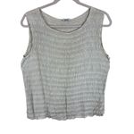 CP Shades Vintage Sausalito Tan Cream Textured Rayon Stretchy Tank Top Blouse L Photo 0