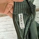 RVCA  Sage Green Gingham Print Cotton Rayon Overalls Photo 2
