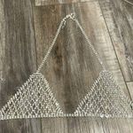 Sexy Body Chain Crystal Mesh Backless Halter Crop Top and Panties Silver Size undefined Photo 2