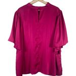 Eloquii Women's Plus Size 22 Kimono Sleeve Top Fucshia Keyhole Satin NWT Fuschia Photo 0
