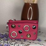 Betsey Johnson Cow Leather Studded Zip Pink Cosmetic Bag Y2K Photo 0