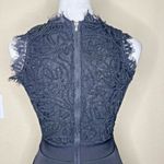 Lady Style Women's Black Faux Feather Lace Fit & Flare Back Zip Dress Sexy Sz M Size M Photo 3