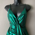 H:ours  sz XXS metallic green faux wrap mini‎ party dress Photo 1