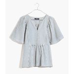 Madewell  Striped Courtyard Flutter-Sleeve Top in Stripe XXS Photo 2