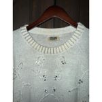 Oleg Cassini VTG Cassini Women's Sweater White Headed Rhinestones Pearls Sz L Photo 1