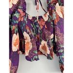 Band of Gypsies NWT Floriane Purple Floral Smocked Ballon Sleeve Crop Top Small Photo 6