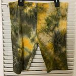Yellow Black Tie Dye Athletic Cotton Biker Shorts Size 3X Photo 0