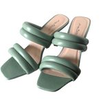 Anne Michelle NEW  Mint Green Square Toe Puffer Slip On Sandal Heel Photo 0