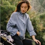 Zyia  Active Gray Drawstring Windbreaker. Size Large. NWT Photo 1