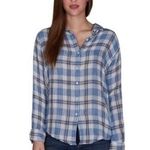 Velvet By Graham & Spencer Long Sleeves Blue Plaid Shirt With Pockets Small NWT Photo 0