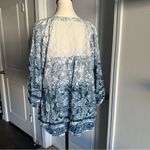 Anthropologie Fig and Flower Blue Paisley Boho Lace Back Top 2X‎ Blouse Peasant Size XXL Photo 3