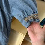 LORETTA CAPONI Denim Chambray Midi Dress Embroidered Detail Size Small Blue Photo 2