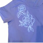 j crew collectors tee lavender embroidered purple ribbon rose top sz m nwot Size M Photo 1