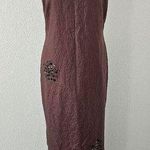 Yves Cossette Depeche Mode Vintage Brown Linen Embroidered Dress Size 10 Photo 0