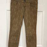 Free People Jacquard Textured Jeans Pants Brown/Khaki Floral Embossed Boho Sz 29 Photo 0