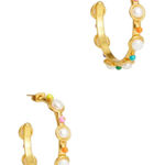 Sylvia Toledano Petite Candy Earrings Multicolor Freshwater Pearl Hoops Photo 0
