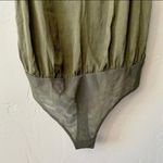 Socialite Women’s Lace Trim Satin Bodysuit Green NWT Photo 6