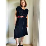 Virginie Paris Floral Micropleated Dress Black Made in France Statement SZ L Size L Photo 8