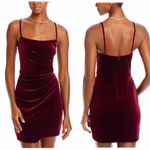 AQUA Ruched Velvet Mini Party Stretch Holiday Dress Size 8 Burgundy Photo 14