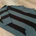 SheIn striped teal black cropped knit sweater size small Photo 1