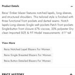 Reiss  Ember Notched Single Button Blazer Green Tailored Lined Womens Size 12 Photo 15