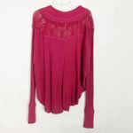 Free People Spring Valley Pullover Knit Lace Burgundy Thermal Top Sweater XXS Photo 8