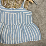 Old Navy Tie Shoulder Striped Smocked Babydoll Cami Swing Blouse Blue White L Photo 4