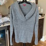 Merona Comfy Sweater Gray Sequin Collar Plunge Neck Roomy Womens Medium Photo 15