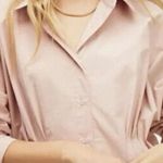 Free People  Taia Long Sleeve Mini Shirt Dress in Pink Size L Photo 3