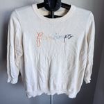 Modcloth Printemps Spring Embroidered Modal Sweater Cream XL French France Photo 1