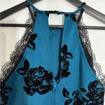 Trixxi  Teal Black Velvet Burnout Floral Lace Halter Dress Y2K Size Juniors 9 Photo 6