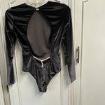 Victoria's Secret Black Velvet Open Back Bodysuit NEW XS Rhinestone Back Glam Photo 1
