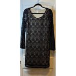 White House | Black Market Tacera Lace Overlay Sheath Dress Long Sleeve Lined Knee Length Womens Medium # Photo 1