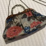 Floral Beaded Bead Purse Handbag With Shoulder Chain Orange And Blue Flower Photo 1