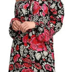 Billabong  Spring Warrior Black Floral‎ Print Long Sleeve Shift Dress Medium Photo 0