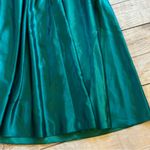 Vintage 1980s Fit and Flare Prom Dress Teal Fitted Bodice Lace Long Sleeve Bow Green Size 14 Photo 14
